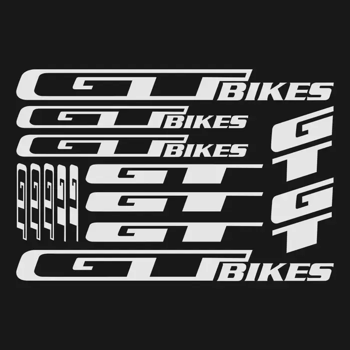 Ensemble de 14 autocollants créatifs en vinyl pour casque de vélo et accessoires de vélo GT personnalisables en noir blanc ou argent
