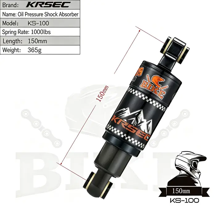 Amortisseur arrière de vélo 125/150/165/190/210 mm, amortisseur de scooter électrique, amortisseur à ressort à huile pour VTT
