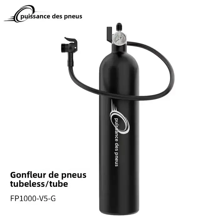 Pompe à vélo 1,3 L pour pneus tubeless/tubelessless, pression max. 200 PSI, compatible avec les valves Presta et Schrader pour vélos de route et VTT
