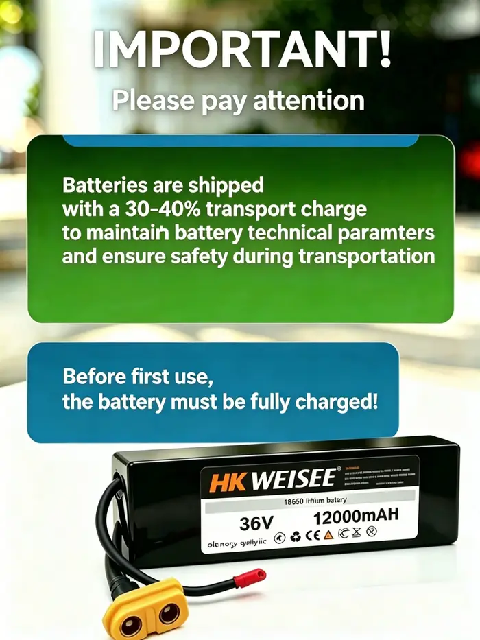 Batterie au lithium pour trottinette électrique, 36V, 12000mAh, rechargeable, haute capacité, avec BMS, pour moteurs de 250W à 500W