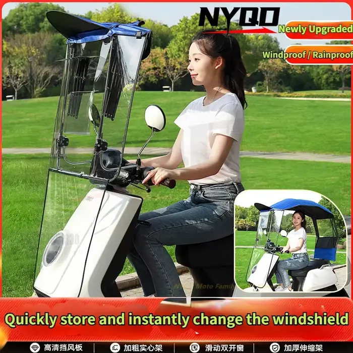 Nouveau auvent pour scooter électrique avec protection contre le soleil et la pluie
