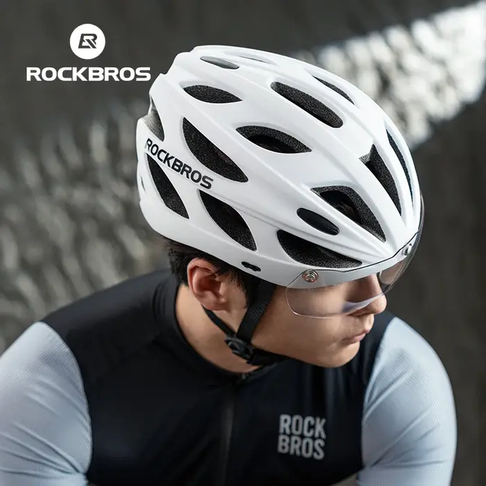 ROCKBROS casque de vélo avec visière photochromique à lentille coupe-vent