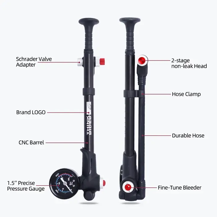 ThinkRider Portable Haute pression 300psi Vélo Pompe À Air avec Jauge pour Fourche et Arrière Suspen