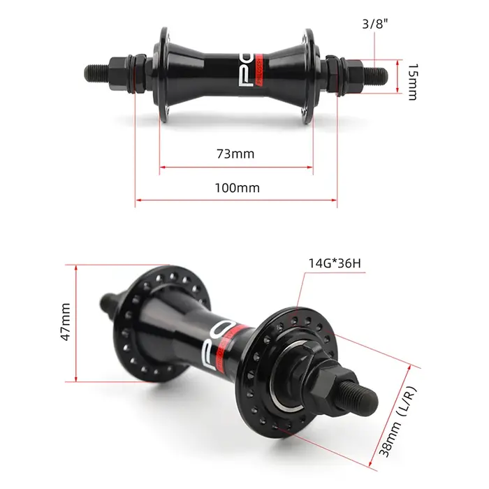 POLSO BH016 BMX Hub 100x3/8 110x14mm BMX moyeux avant et arrière pièces de vélo en alliage d'aluminium