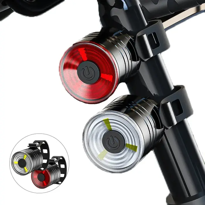 Ensemble d'éclairage de vélo arrière et phare avant LED pour VTT sécurité nocturne robuste en alliage d'aluminium et ABS pour cyclisme urbain et montagne