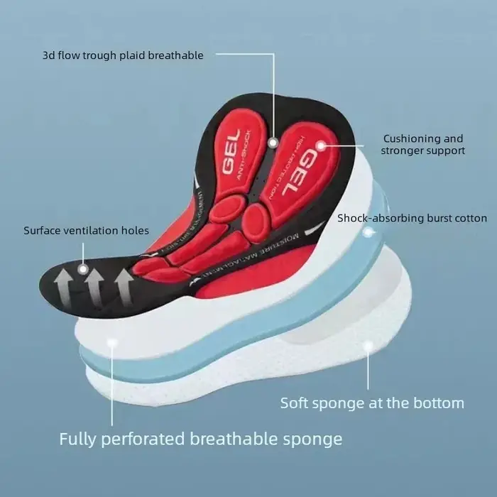 Sous-vêtements de cyclisme pour hommes avec coussinets en gel 5D