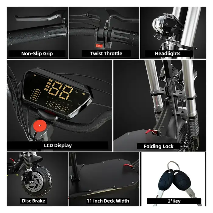 Trottinette électrique sans chambre à air pour adultes