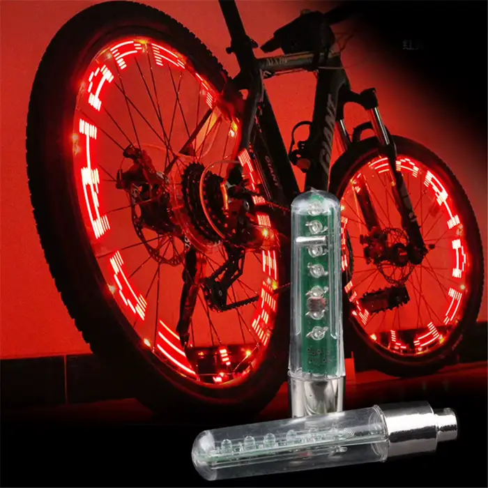 Lettre bouchons de Valve de pneu lumière roue de vélo lampe à rayons 7 couleurs Double face lumière 