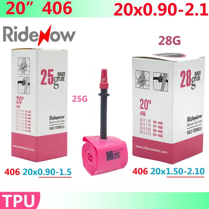 RideNow TPU chambre à air de vélo LIGHTWEIGHT 20 "406 20x0.90 1-1/8 1-1/4 1.35 1-3/8 1.5 1.75 1.9 2.