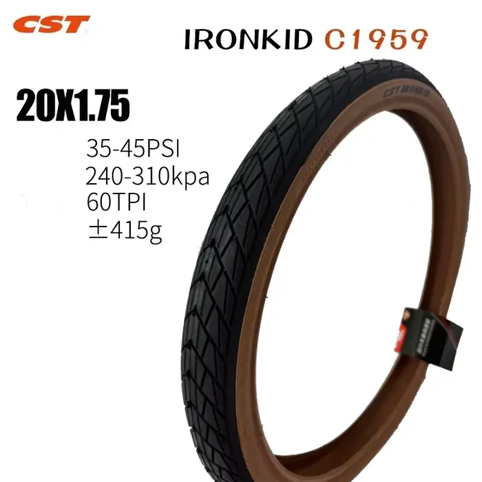 Pneus de vélo pliants rétro marron, bord de peau, 20 pouces, 406, 20X1.75, 20X1.95, C1820D, C1959