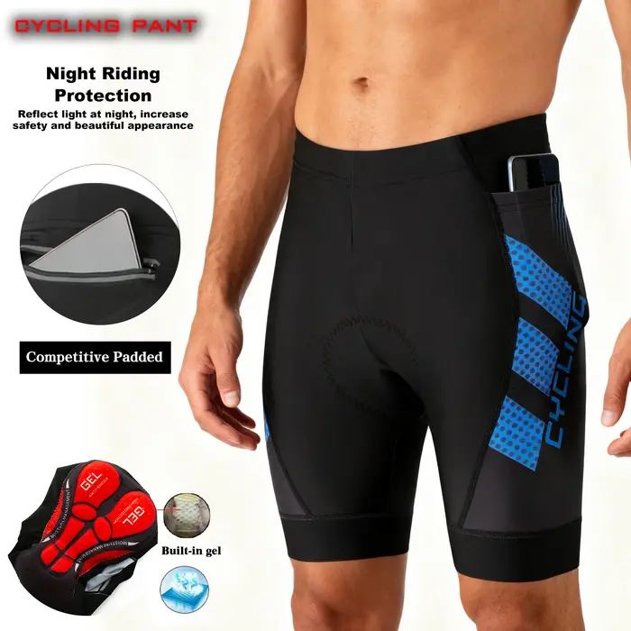 Shorts de cyclisme pour hommes avec poche arrière