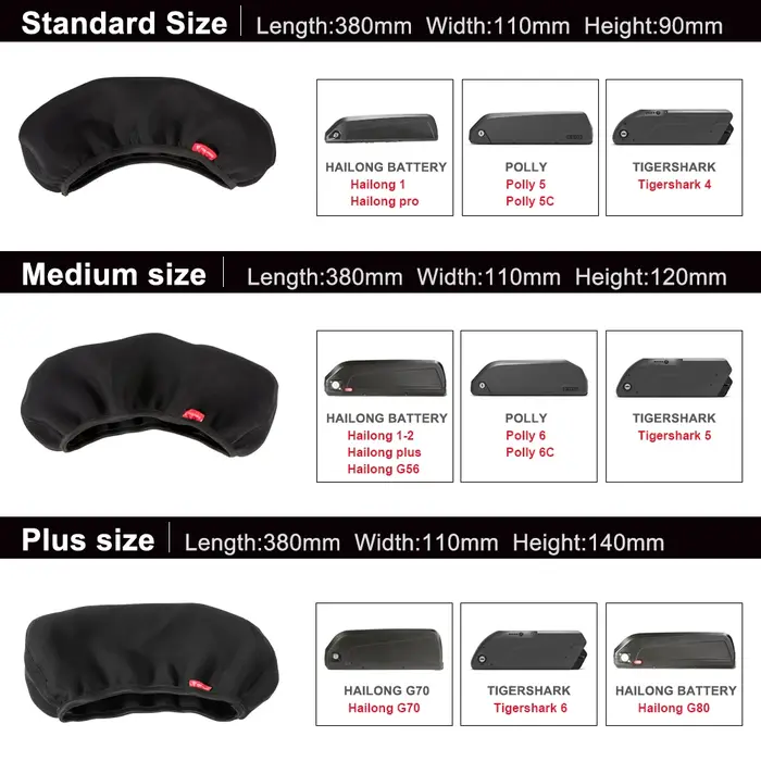 Sac élastique étanche et anti-poussière, Standard, moyen, grande taille, pour batterie de vélo élect