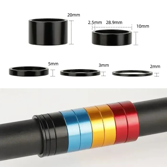 Entretoise en aluminium 1-1/8 "28.6mm, tuyau de support de fourche avant de vélo, tige de casque, ro