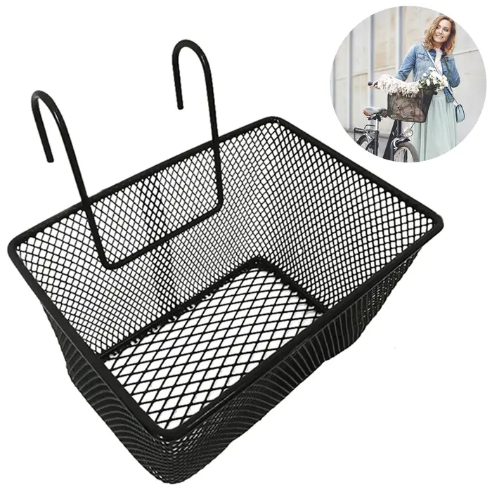 Panier avant de vélo avec crochet en fil métallique robuste