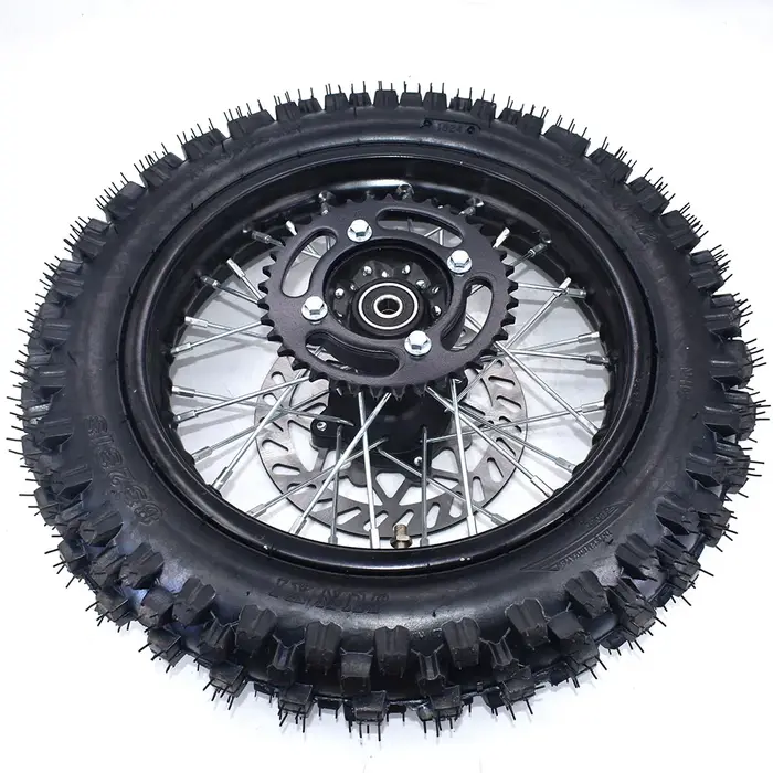 Roue arrière 1.85-12 pouces avec pneu 80/100-12 pignon de plaque de disque de frein 190MM # 428 pour moto CRF KLX Kayo BSE Dirt Pit Bike