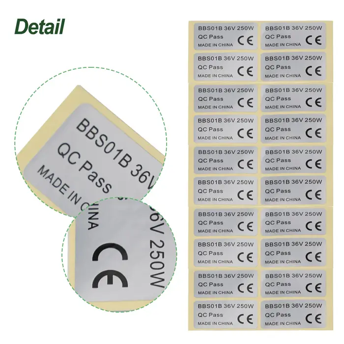 Paquet de 20 autocollants pour vélo électrique BAFANG 36V 250W/48V 750W 01HD