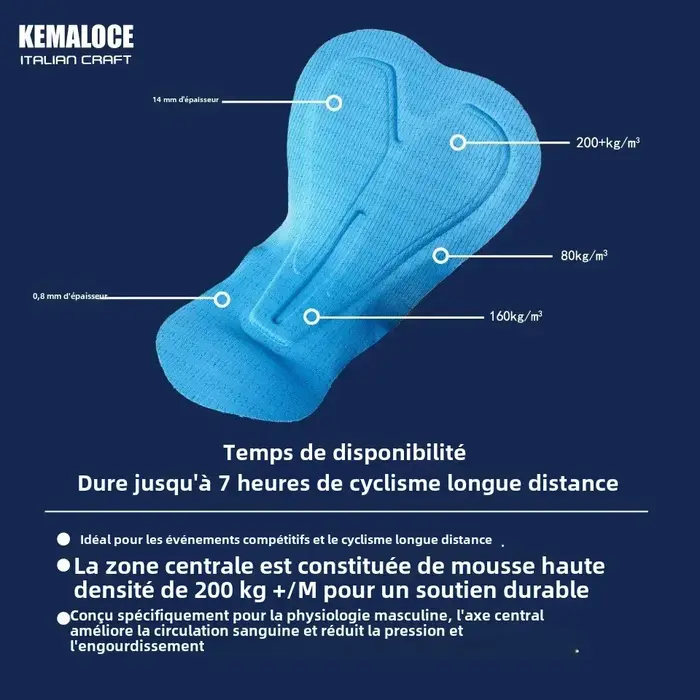 KEMALOCE hommes cyclisme cuissard solide bleu et noir 5D Gel Pad VTT Shorts haut de gamme en plein air respirant vélo