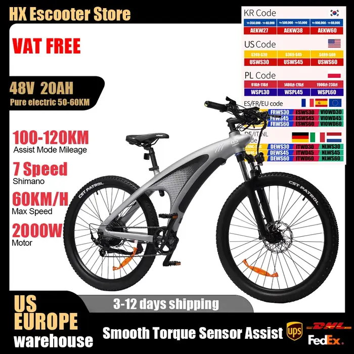 HX Q5 2000W Ebikes 57 KM/H vélo électrique 27.5 pouces adultes
