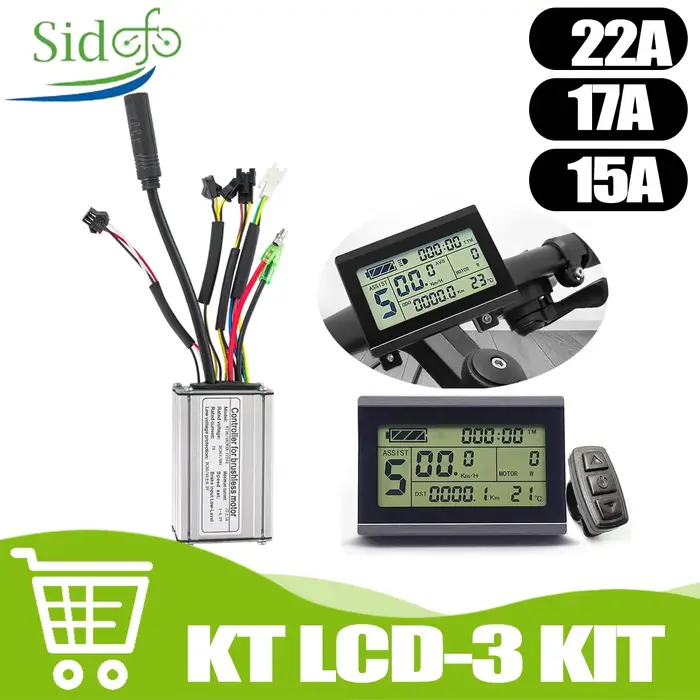 Accessoires pour vélos électriques, contrôleur KT 250W/350W/500W avec écran LCD3, contrôleur 15A 17A 22A pour accessoires de vélo électrique