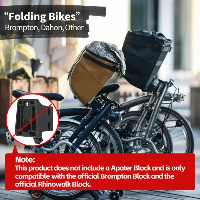 Sac de guidon Rhinowalk pour Brompton en polyester pliable capacité 17L 24L pour transport urbain quotidien et sport avec cadre de support caché