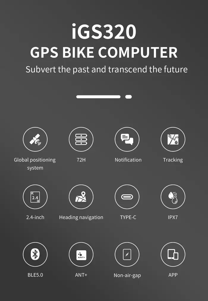 IGPSPORT – compteur de vélo sans fil IGS320, IPX7, Bluetooth 5.0 ANT + GPS, 72H d'autonomie de la ba