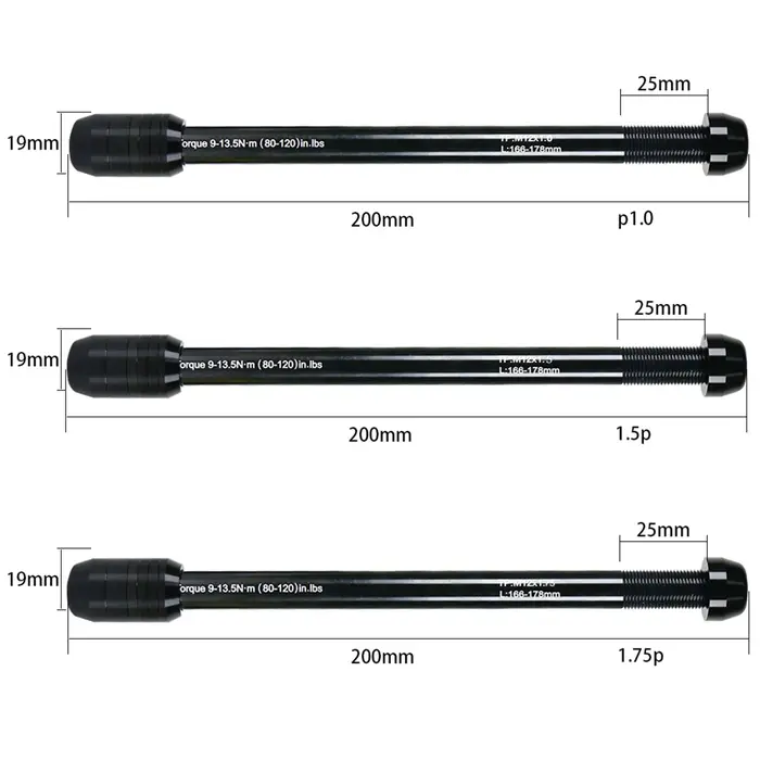 Axe traversant pour vélo d'entraînement 12x142-148mm en alliage d'aluminium usiné CNC pour cyclisme en salle P1.0 P1.5 P1.75