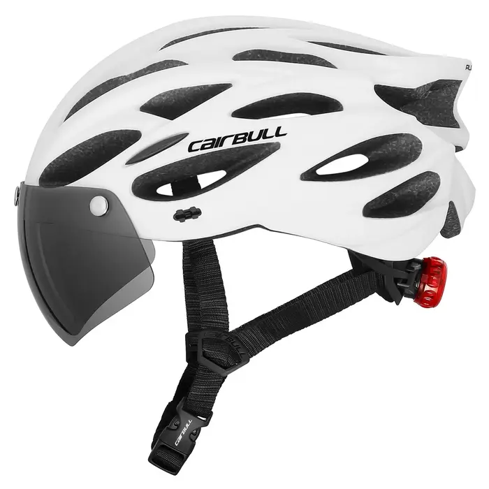 Casque de cyclisme de sécurité ultraléger vtt extérieur moto vélo casques de feu arrière visière d'objectif amovible