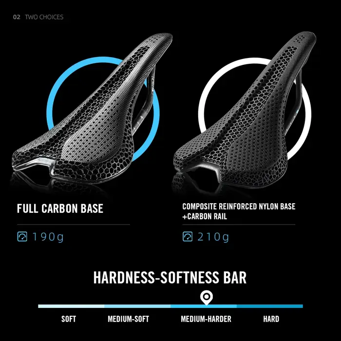Selle de vélo RYET en carbone imprimée en 3D