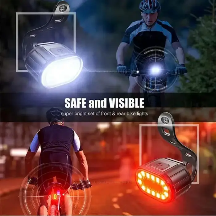 Kit d'éclairage LED pour vélo - Feux avant et arrière pour vélo