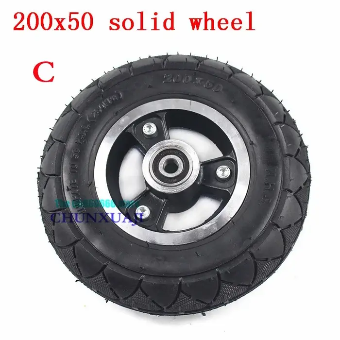 Roue solide 200x50 pour trottinette électrique, pneu de 8 pouces avec moyeu de roue, pneu de trottin