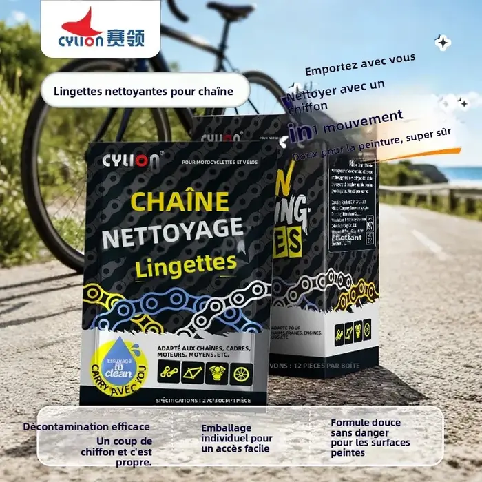 Lingettes de nettoyage jetables pour chaîne de vélo