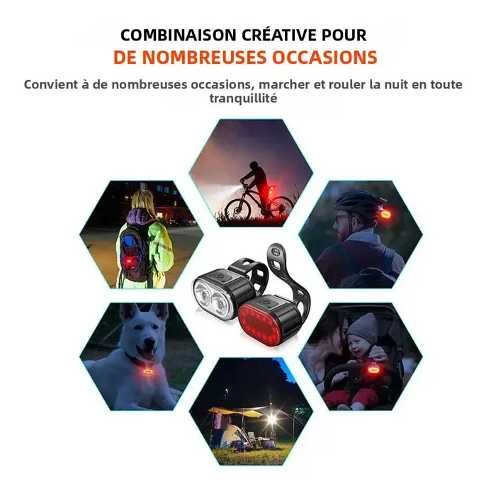 Feu avant et arrière de vélo Rechargeable