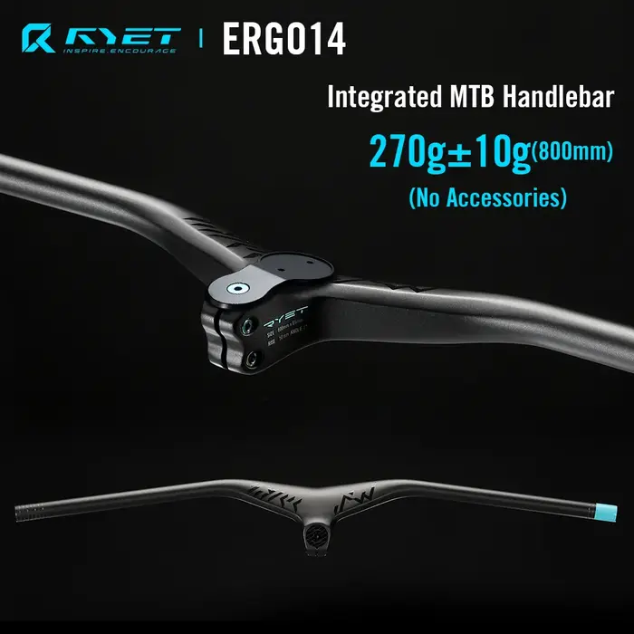 RYET carbone vtt guidon intégré UD mat 28.6mm 800mm XC VTT