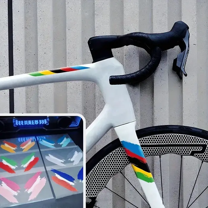 2 pièces d'autocollants de vélo graffiti arc-en-ciel créatifs personnalisés