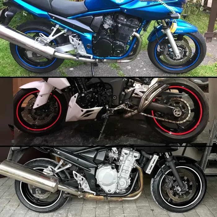 1 jeu de 16 pièces autocollant de roue bande réfléchissante jante vélo moto autocollants pour Honda pour Kawasaki Z750 Z800 pour YAMAHA MT07