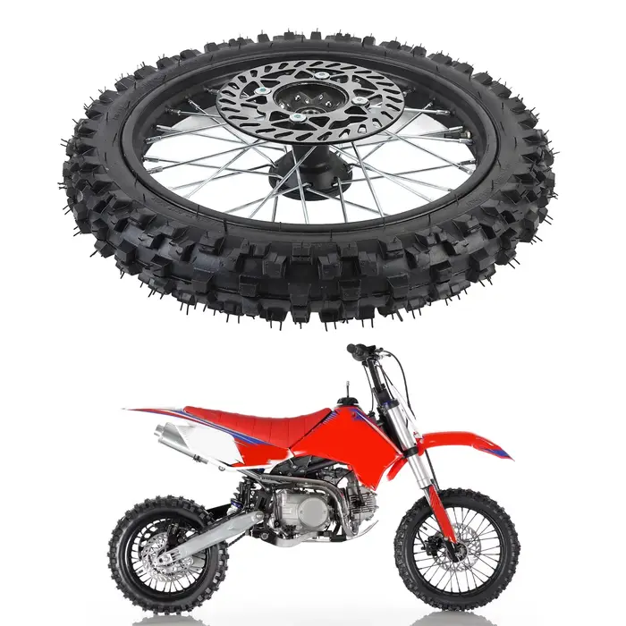 Ensemble de roue avant de 14 pouces adapté au vélo tout-terrain 125 140 150 160cc avec axe de jante de 15mm et Rotor de frein