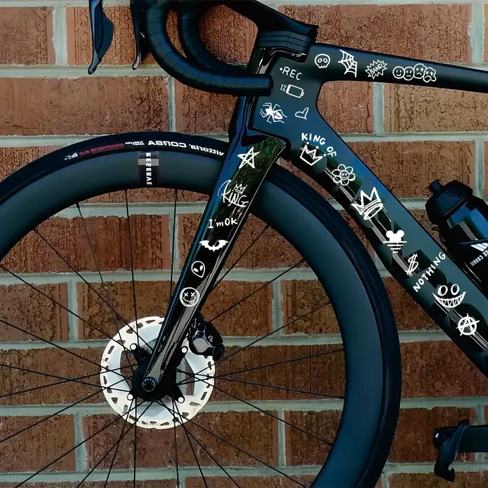 Autocollants en vinyle imperméables, autocollants mignons de style graffiti pour le tube supérieur du vélo de route, personnalisation DIY pour le cyclisme