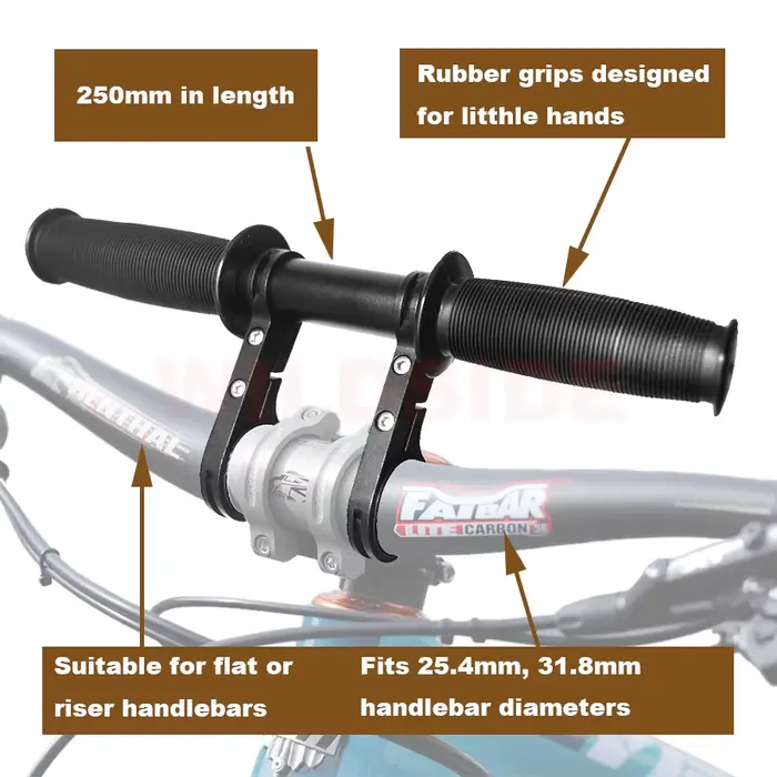 Guidon de siège de vélo vtt enfant monté sur le devant 250mm pour enfants