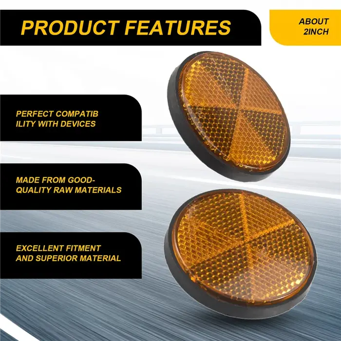 2X2 pouces réflecteurs ronds orange universels pour motos ATV vélos vélos hors route