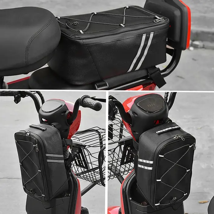Sac de coffre de vélo 7L en polyester et PU noir avec housse de pluie étanche pour VTT et vélo de route