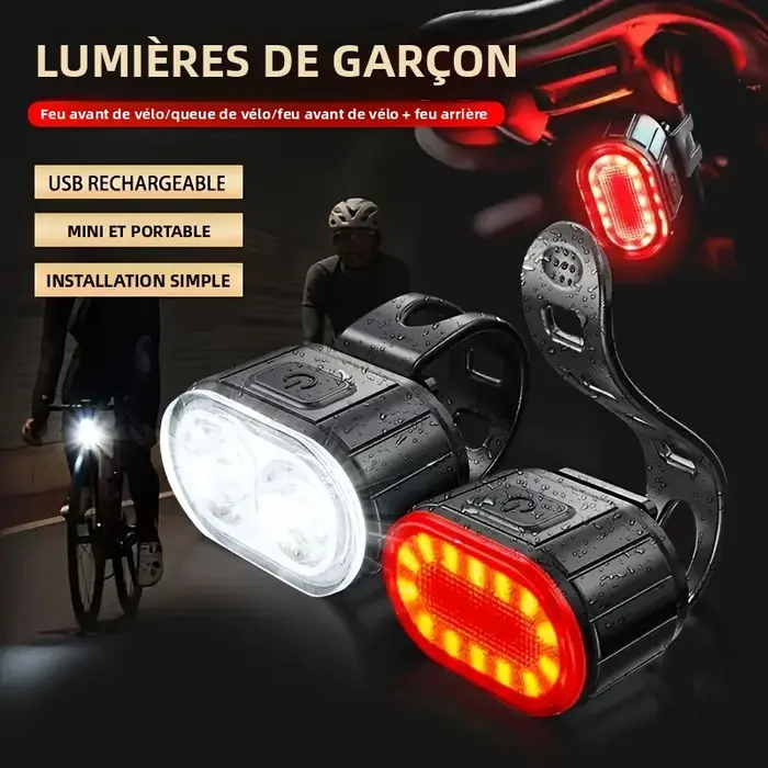 Feu avant et arrière de vélo Rechargeable