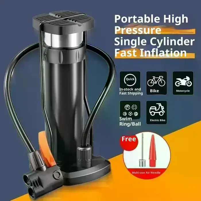 Pompe de gonflage multifonctionnelle à pédale pliante, facile à transporter, Portable, en alliage d'aluminium, pour vélo et moto