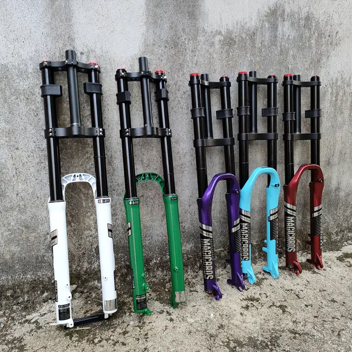 27,5 pouces VTT Suspension pneumatique vélo fourche avant Double épaule 180mm voyage vélos fourche