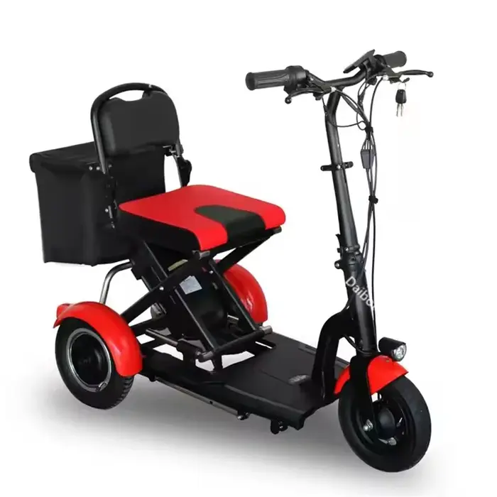 Trottinette de mobilité pliante légère à 3 roues pour personnes âgées avec dossier pliable/support de sac 300w Tricycle électrique voiture adultes