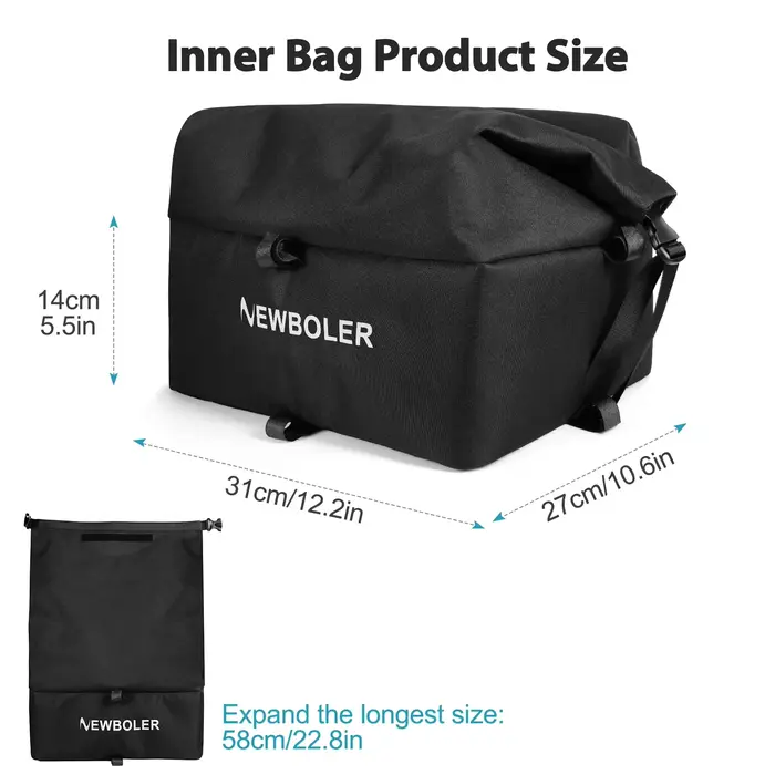 NEWBOLER Sac de porte-bagages pour vélo électrique, panier de vélo en fer grande capacité, paniers de porte-bagages arrière pour voyages en plein air, shopping, VTT, vélo de route