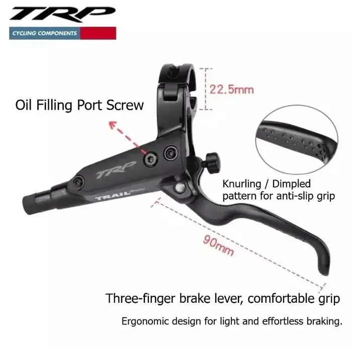 Frein à disque hydraulique pour vélo de montagne TRP Trail EVO HD-M843, frein de qualité AM/ENDURO à 4 pistons avec tube d'huile de 1800 mm et poignée ergonomique