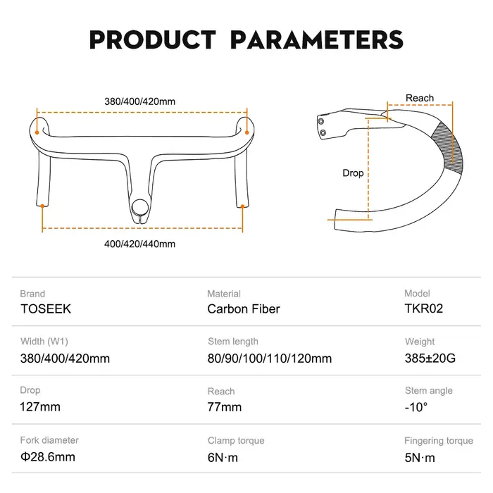 TOSEEK guidon en carbone
