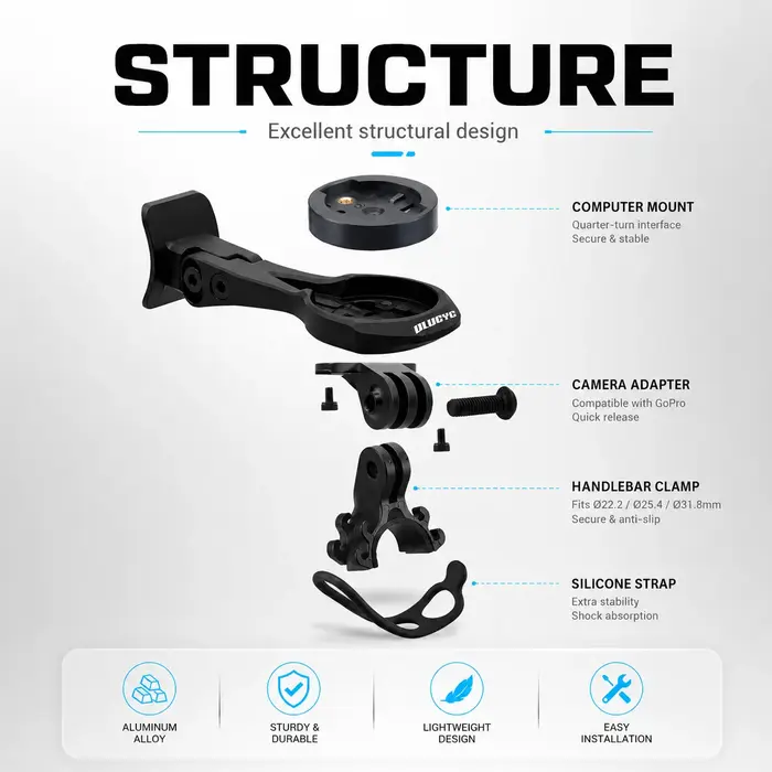 Support de compteur de vélo en alliage d'aluminium ULLICYC compatible avec SCOTT SYNCROS ADDICT RR IC RR1.5 RR2.0 Garmin1050 Wahoo Giant Bryton GPS Mo