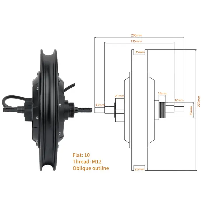 Kit de moteur de moyeu de Scooter électrique de 14 pouces 48V 60V 72V 1000W-3500W