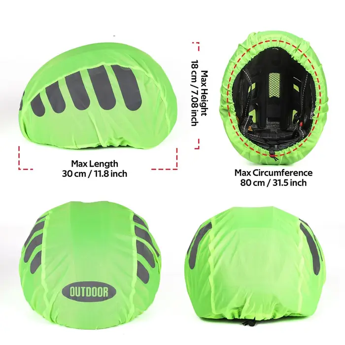 Housse de pluie pour casque de vélo en polyester imperméable et coupe-vent avec bandes réfléchissantes haute visibilité pour sécurité et confort urbain